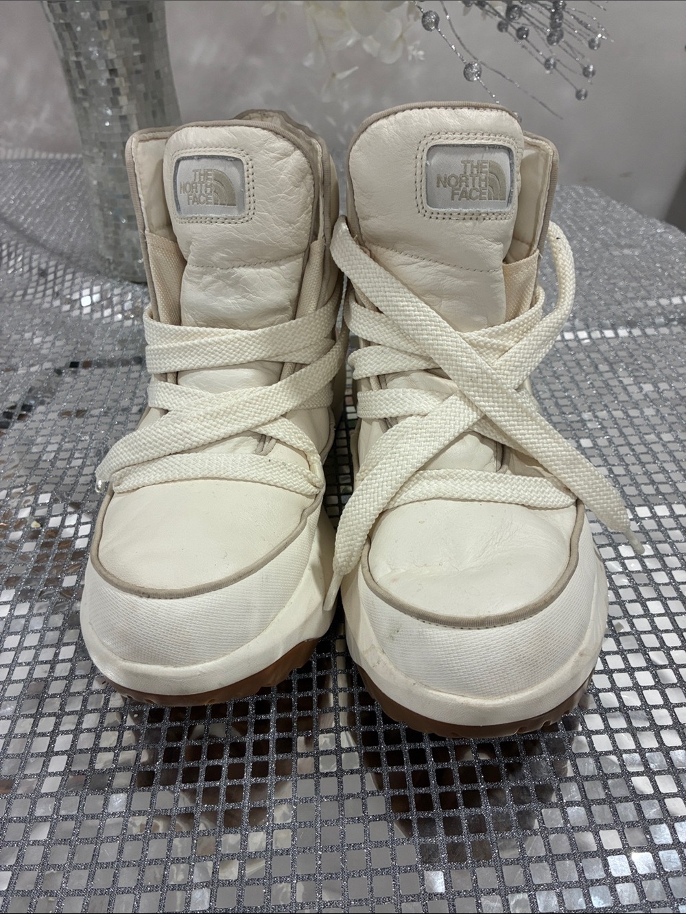 The North Face Women's Cream Lace-Up Winter Boots